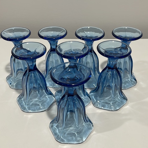 Libbey Blue Glass Ice Cream Sundae Parfait Tulip 6”Cups glasses Set of 8 - Picture 12 of 16